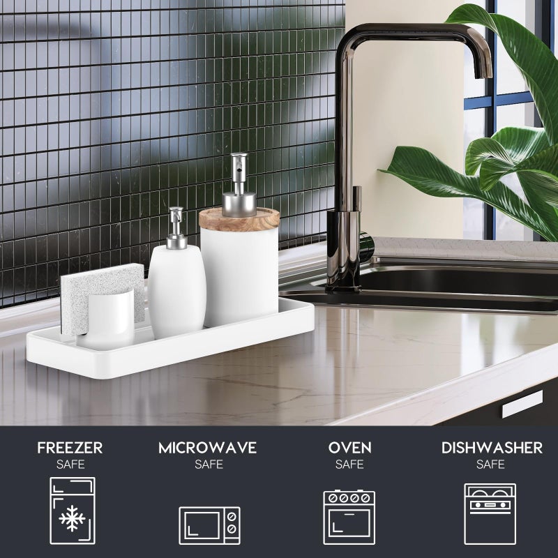 Gurygo 12"" Countertop and Vanity Tray - Kitchen Tray for Soap Bottles - Rectangular Vanity Tray for Bathroom - Vanity Trays for Bathroom - Kitchen Soap Dispenser Tray White - Image 5